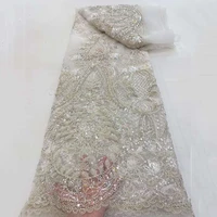 white african sequence lace embroidered fabric 2022 glitter nigerian heavy sequins beaded lace high quality french mesh laces