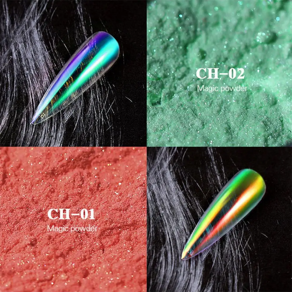 0.2g Ice Transparent Mirror Nail Glitter Power 6 Colors Chameleon UV Gel Pigment Dust Powder Art Decor | Красота и здоровье