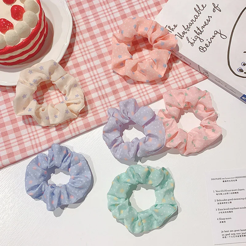 

1Pcs Star Polyester Hair Ties for Woman Girls Rubber Band Women Elastic Hairband Hair Accessories Headwear Tiara Gifts