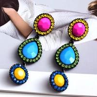new fashion colorful crystal water drop earrings resin acrylic lovely earring for women party jewelry accessories