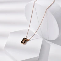 xiaoboacc black square pendant necklace for women titanium steel rose gold clavicle choker chain necklaces wholesale
