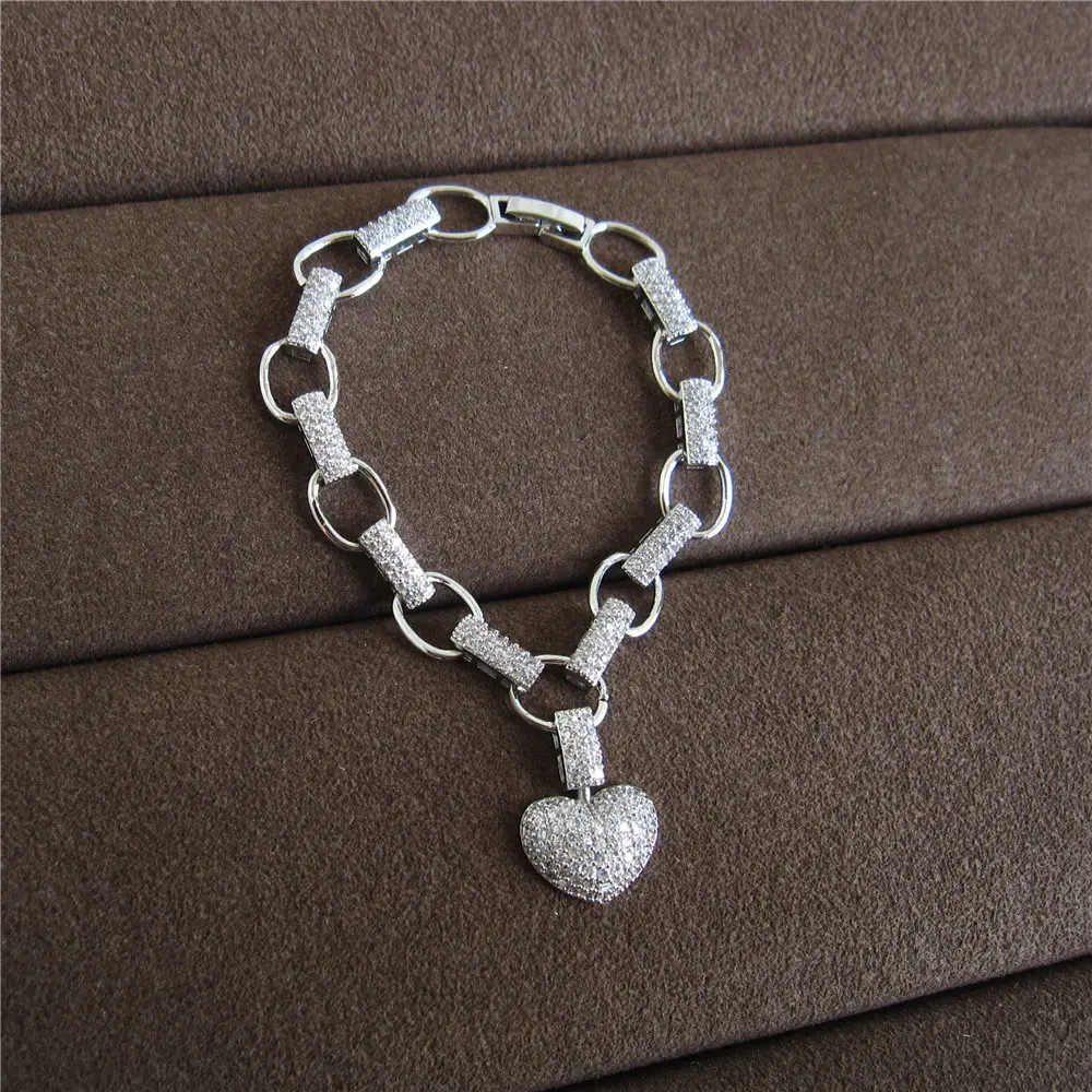 Роскошный романтический широкий браслет с микро паве из фианита класса ААА