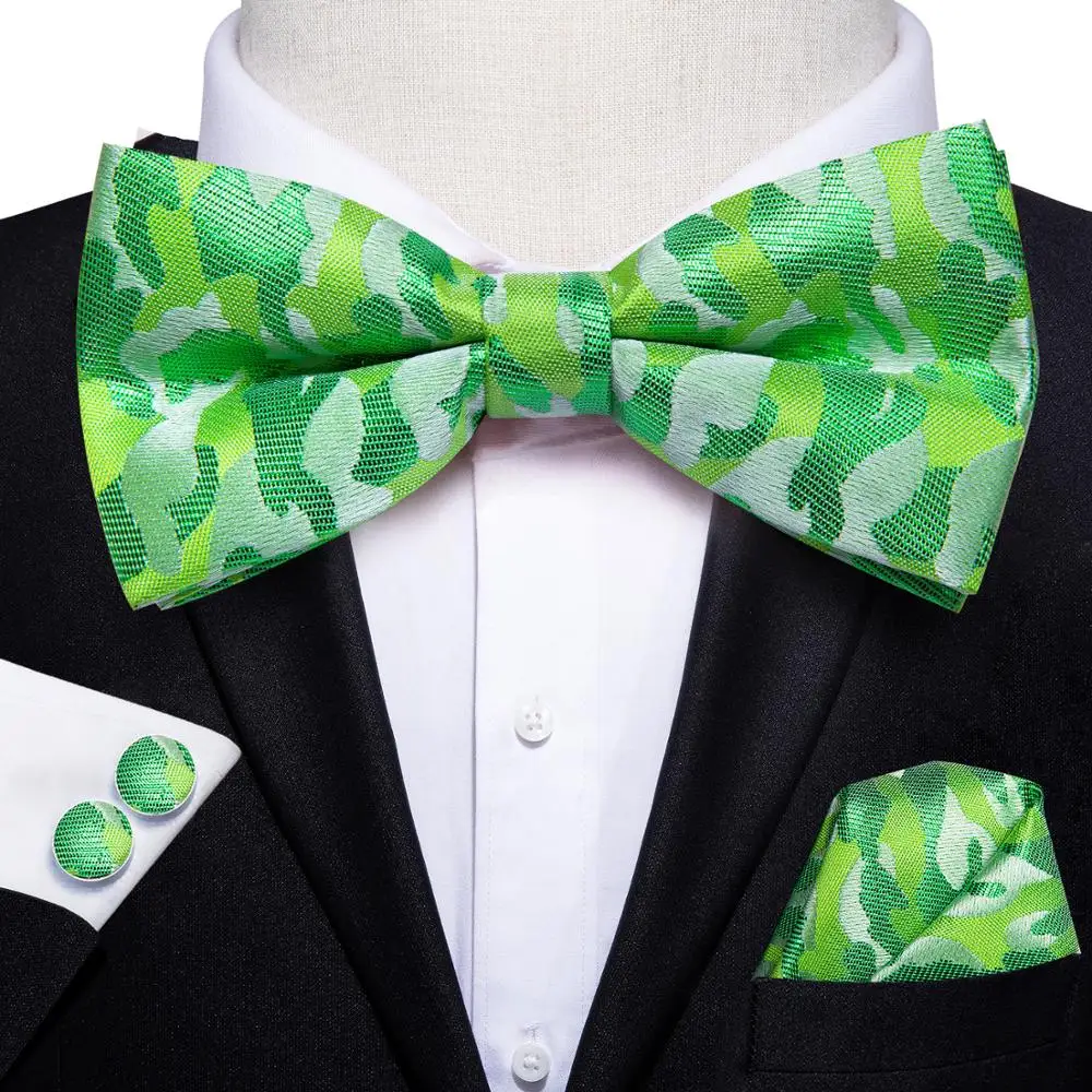 LH 552 Hi Tie новинка Цветочный зеленый галстук бабочка для мужчин 100% шелк