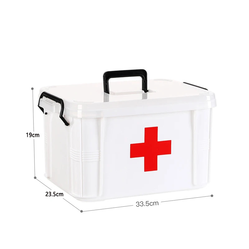 

2 Layer Multifunctonal Storage Box First Aid Kit Organizer With Handle Portable Kits PP Plastic Drug For Household Medical Kit