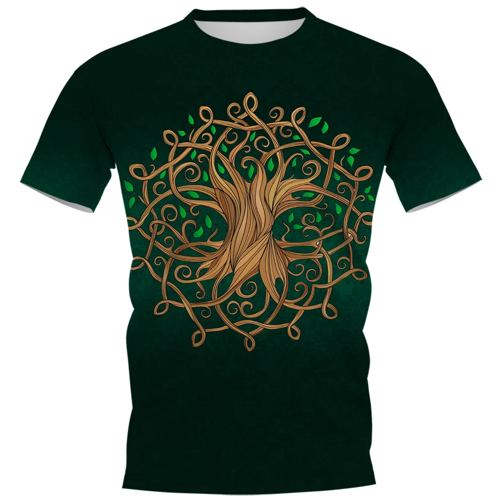 

CLOOCL Viking Lovers T-shirts 3D Graphic Green Tree of Life T-shirt Fashion Casual Pullovers Tops Men Clothing S-7XL