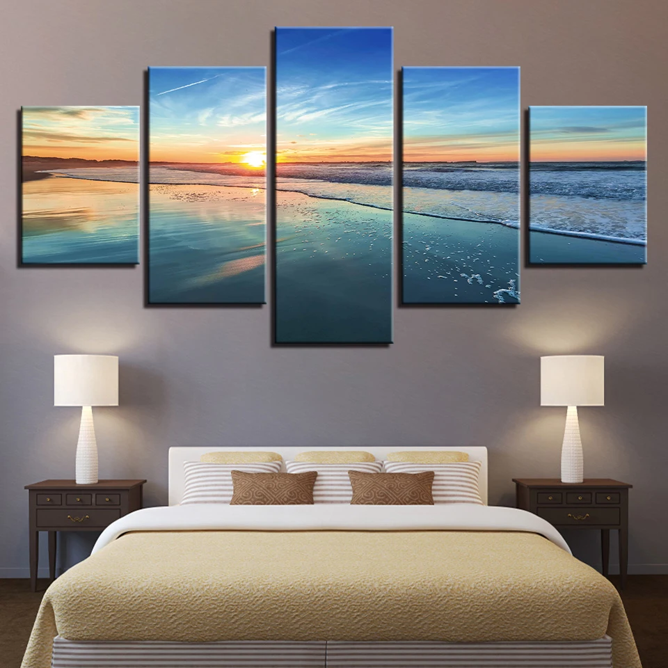 Холст Картины печатные изображения HD Wall Art рамки 5 шт. восход солнца спокойное