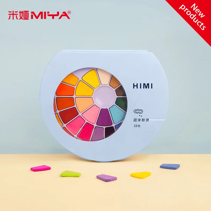 HIMI 24/38Colors Solid Watercolor Paint Set Powder Cake Metal Box Watercolor Paint Brush For Student Beginner Art Painting  images - 6