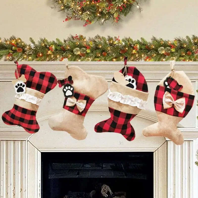 

Creative Christmas Stocking Gift Bag Christmas Tree Ornament For Kids Candy Bag Xmas Prop Socks Christmas Decoration LX3111