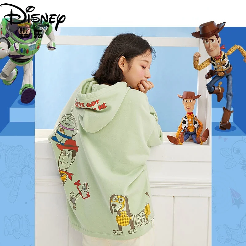 

Disney Toy Story Plus Velvet Autumn and Winter Hooded Sweater Women New Loose Oversize Top Autumn