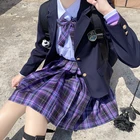 Японская школьная форма, Женская трапециевидная плиссированная юбка, милая клетчатая юбка в стиле Харадзюку, мини-юбка в стиле ольччан