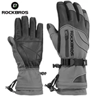 Зимние перчатки ROCKBROS для мужчин и женщин, водонепроницаемые флисовые термоварежки для сноуборда, снега, лыжного спорта, перчатки, лыжные Мотоциклетные аксессуары