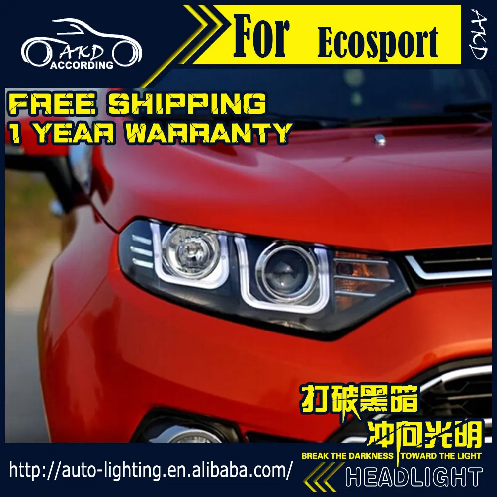 AKD автостайлинг фары для Ford Ecosport 2014 2016 светодиодный ные DRL H7 D2H Hid опция ангельский