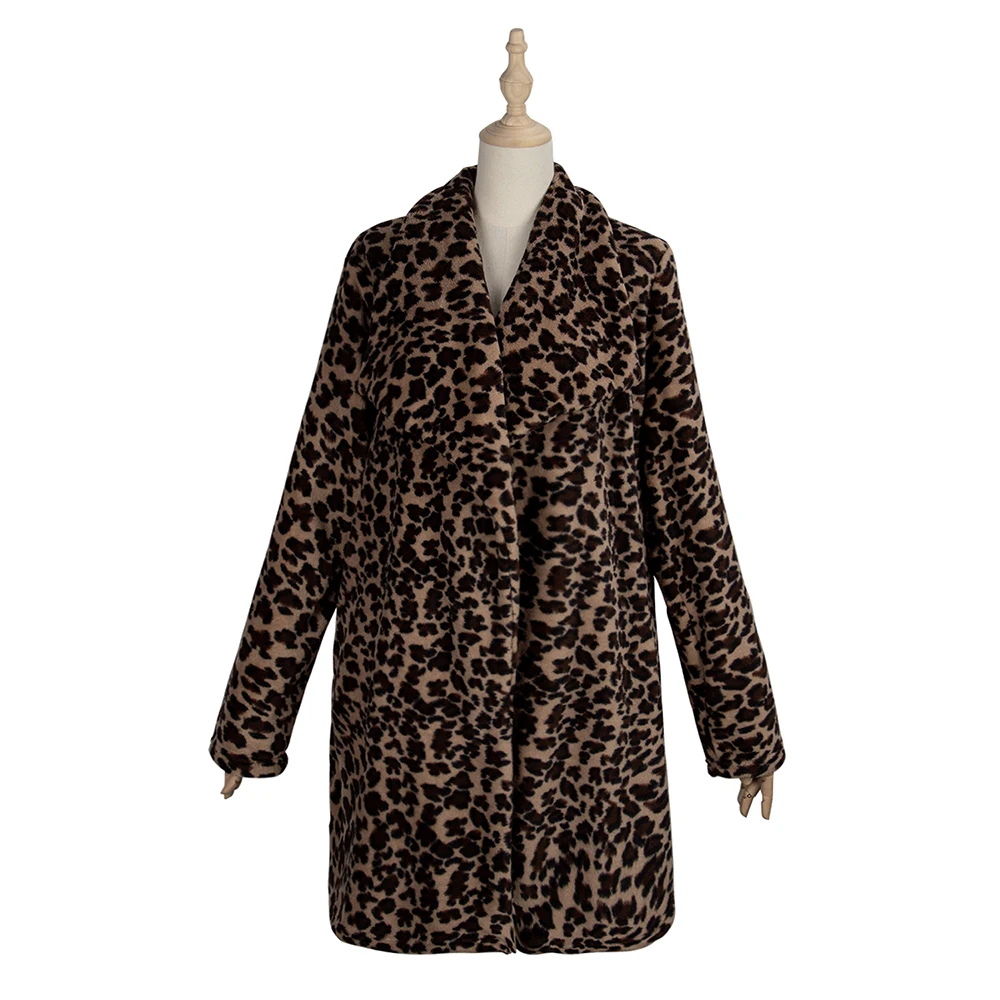 

Long Jacket Women Coat Autumn Winter Faux Fur Warm Plush Clothes Vintage Leopard Cardigan Windbreaker Outwear Fall 2020 Fashion