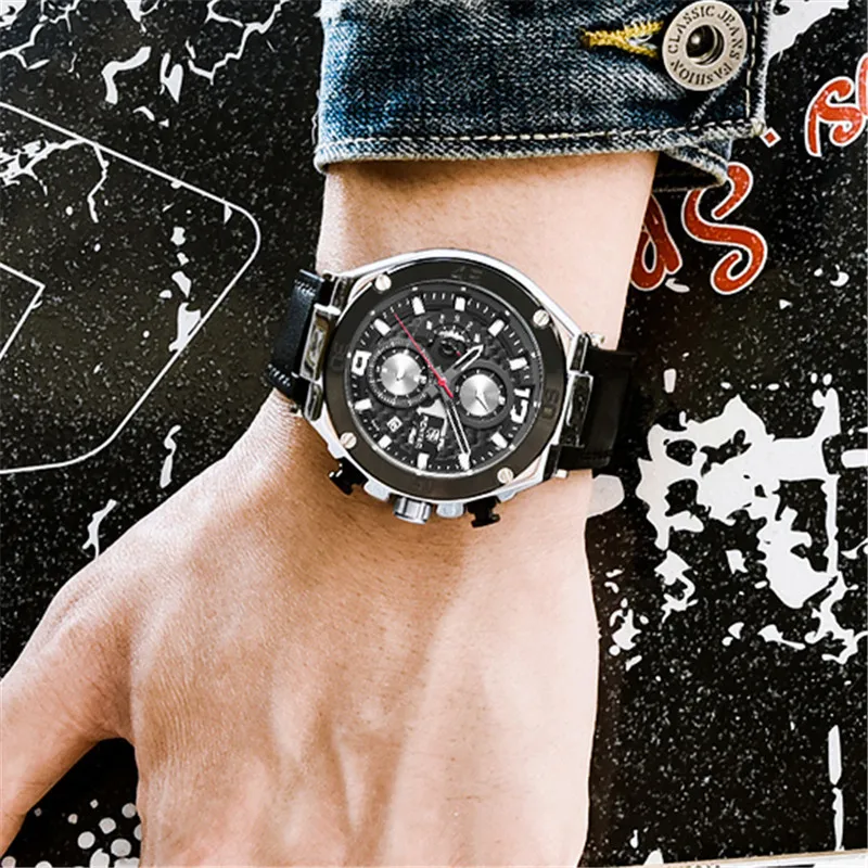 Мужские спортивные водонепроницаемые часы-хронограф BENYAR деловые часы в стиле