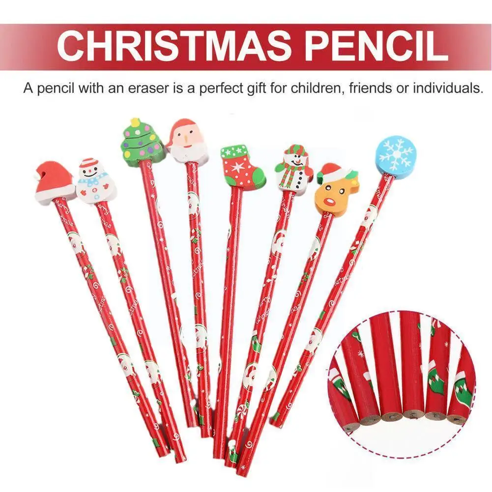 

1 шт. Рождественский карандаш с ластиком в случайном стиле, искусственное дерево, кавайные канцелярские подарки, школа Hb V8g6