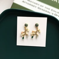 personality fresh design creative tree branch earrings irregular glass pearl drop earrings for women jewelry girl gifts