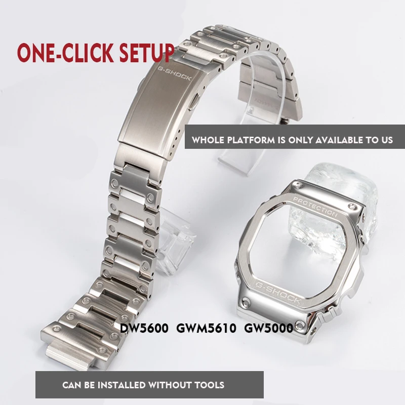 316L Нержавеющая сталь ремешок для часов ободок/Чехол DW5600 GW5000 GW-M5610 металлический ремешок стальной ремень инструменты для мужчин/женщин подарок