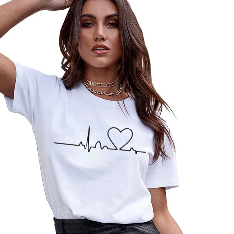 

2019 New Women T-shirts Casual Harajuku Love Printed Tops Tee Summer Female T shirt Short Sleeve T shirt For Women Clothing