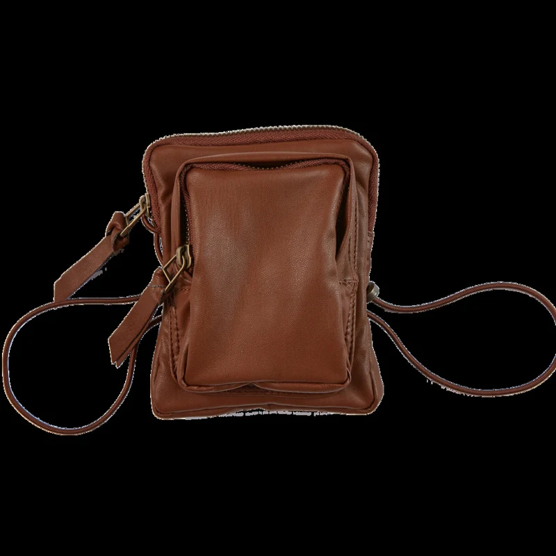 Brown Crossbody Bag Корейская Повседневная поясная сумка, модная поясная сумка, индивидуальная нагрудная сумка на шнурке, одноцветная квадратная сумка-мессенджер, мини кошелек для монет - Цвет: Brown Crossbody Bag