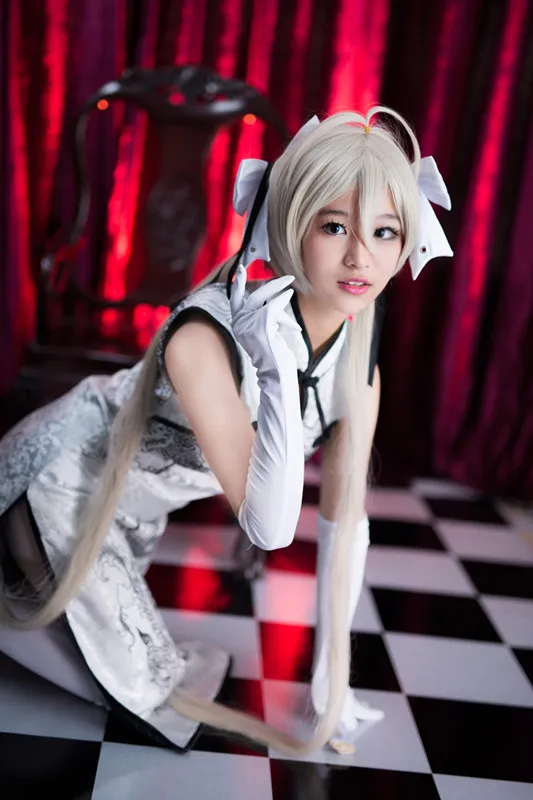 Yosuga no Sora Косплей Сора Касугано Чонсам платье + головной убор перчатки парик