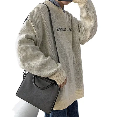 

ins personality version Korean of animation sweater round neck sweater men wear loose bf long-sleeved jacket in autumn and winte