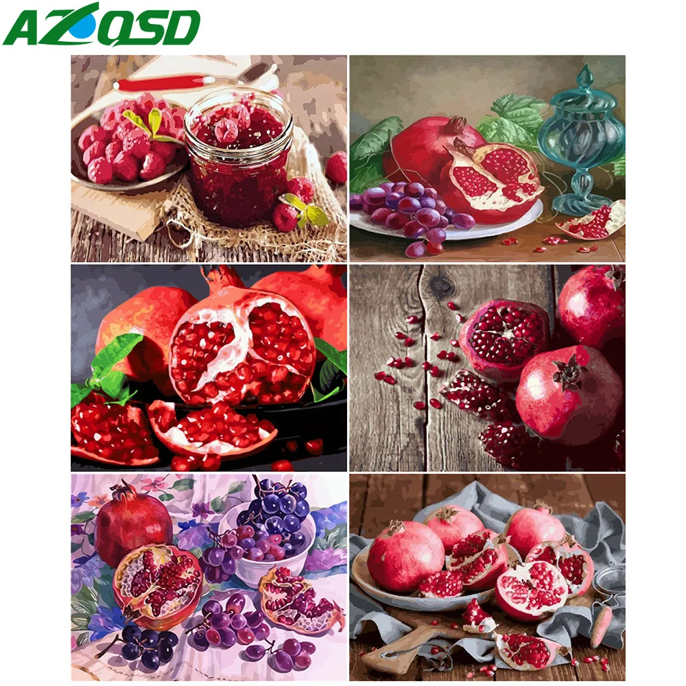 

AZQSD полный набор для картин из алмазов новое поступление фруктовый гранат Алмазная вышивка ручной работы декорация мозаика украшение дома