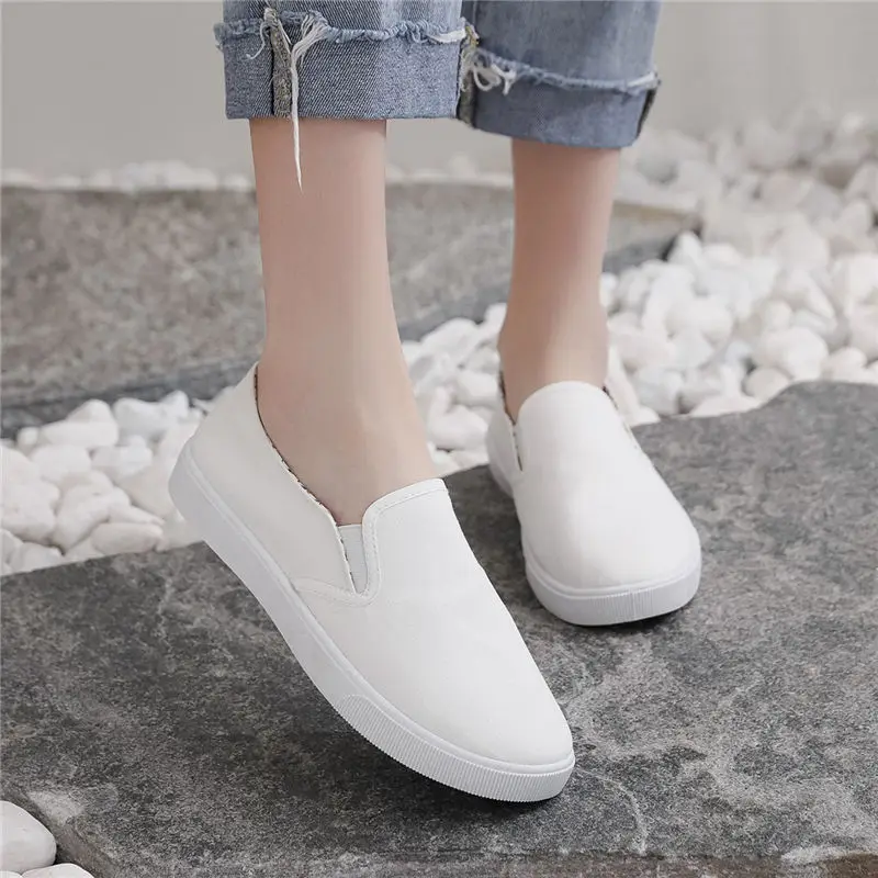 Women Casual Boat Shoes Ladies Slip On Ballet Flats Comfy Mother Canvas Loafers Zapatos Mujer Walking Footwear 2021 New Style