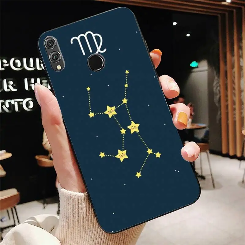 Yinuoda 12 созвездий знаков зодиака черный чехол для мобильного телефона Huawei P20 30 Lite