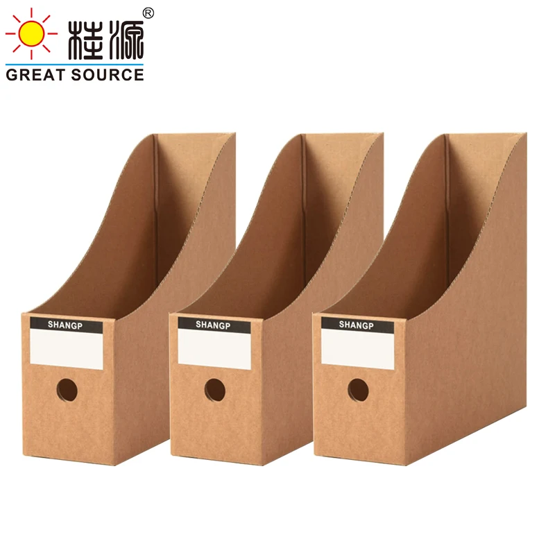 Foldaway File Holder Kraft Newspaper Box Desk Top Organizer Magazine Bookend Corrugated File Holder Office Stationery (10PCS)