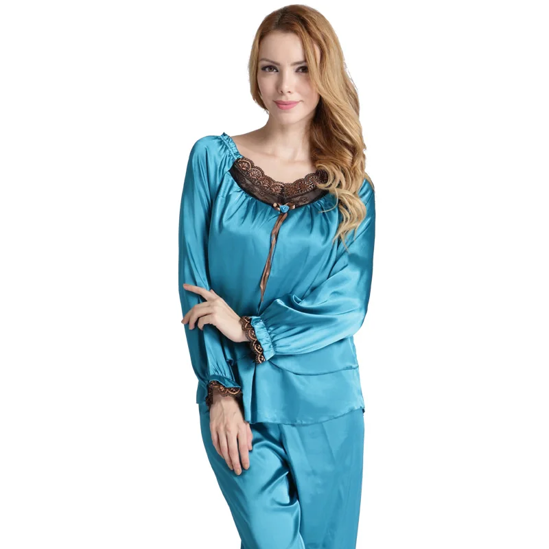 

Women's Silk Pajamas Set Soft Comfy Lace Silk Pajamas Sleepwear Home Suit for Women Dropshipping