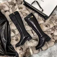 british low heel mid calf long knight shoes women solid real leather pointed toe chelsea boots belt buckle high quality35 39