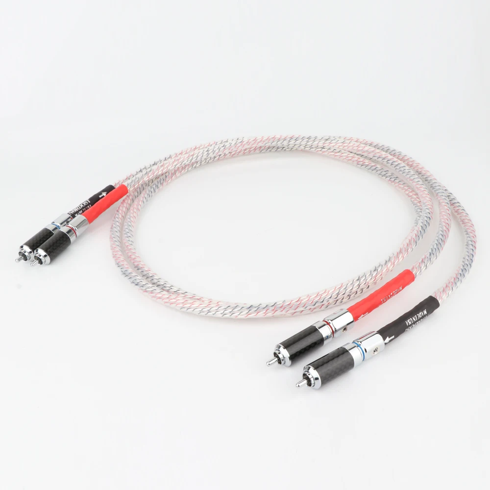 

Pair Preffair Valhalla Silver-Alloy Audio RCA Interconnect Cable Audio Signal Wire With Carbon Fiber RCA Jack