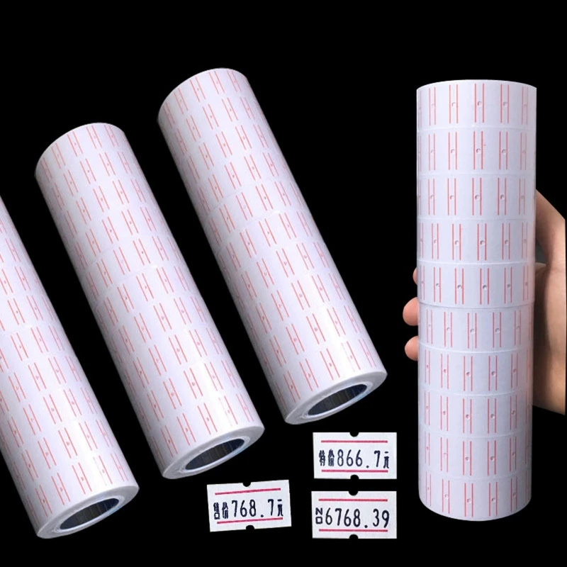 

10 Rolls Self Adhesive Price Labels Paper Tag Sticker Single Row for Price Gun Labeller Grocery Office Supplies