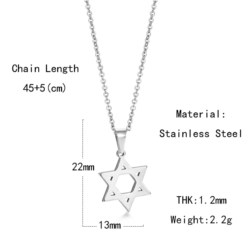 

Stainless Steel Minimalist Jewelry Star Of David Israel Pendant Necklace Hexagram Charms Kpop choker party gift Not Fade
