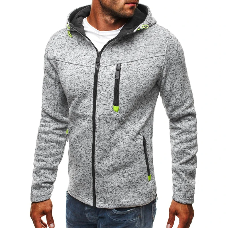 Men's Full Zip Hoodie Solid Color Zipper Hooded Daily Fitness Basic Thin Fleece Hoodies Sweatshirts Long Sleeve Blue Gray Black