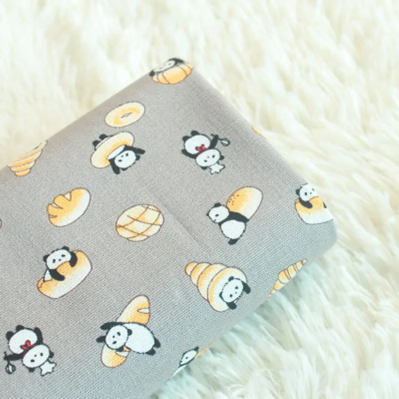 Импортная хлопковая льняная ткань с мультипликационным принтом панды ручной