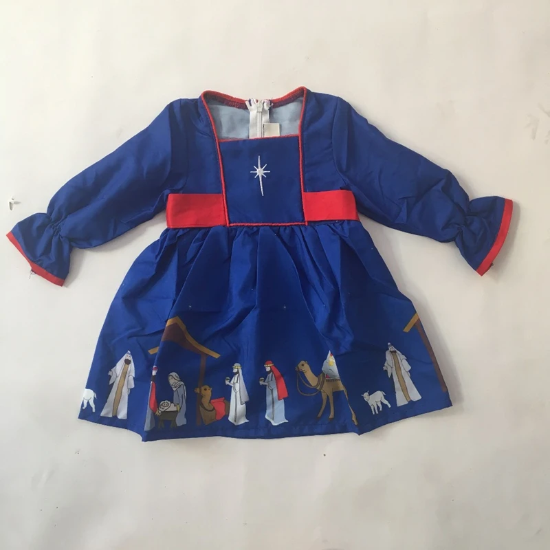 Модное рождественское платье для девочек хлопковая одежда с рождественским