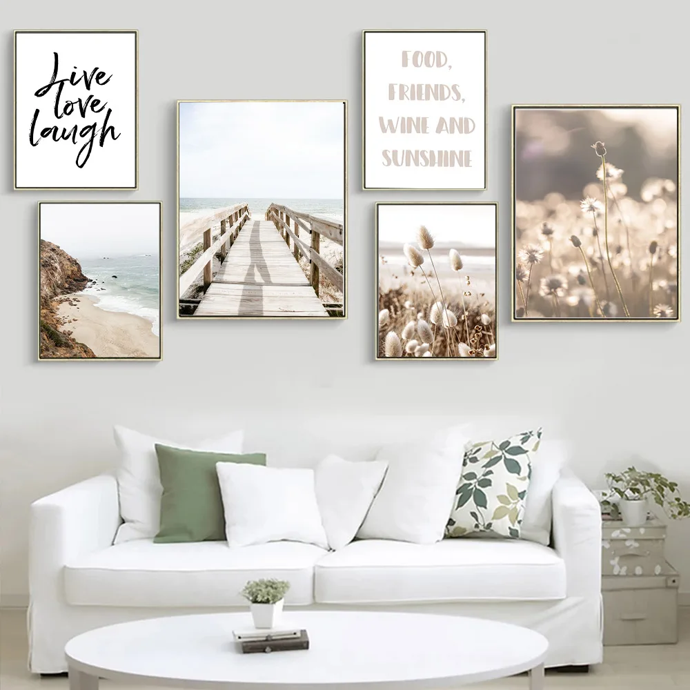 

Пляжный волновой мост, пейзаж, холст, Художественная печать, цветок, тростник, настенный постер в скандинавском стиле, цитаты, картины, декор...