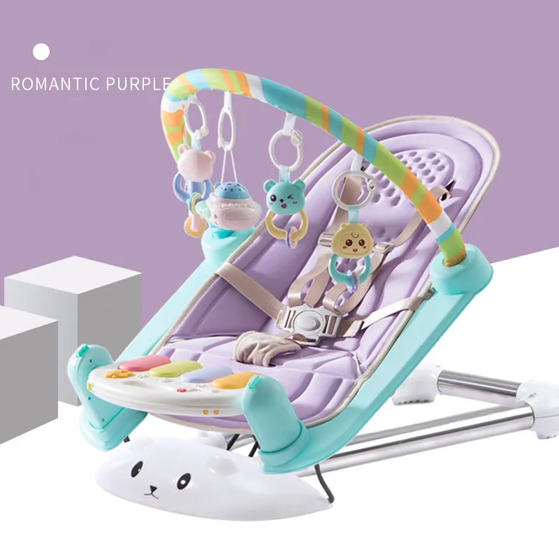 bluetooth purple Новое Детское кресло-качалка Портативный складной ремень лошадка База съемный Детская Колыбель - Цвет: bluetooth purple