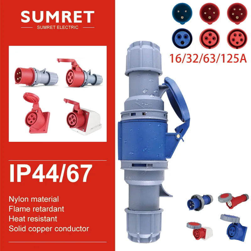 IP67 промышленный штекер и разъем IP44 водонепроницаемый взрывозащищенный 3P 4 ядра 5
