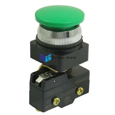 TM1702 AC 250V 15A 30 мм нить мгновенный зеленый гриб Кнопка