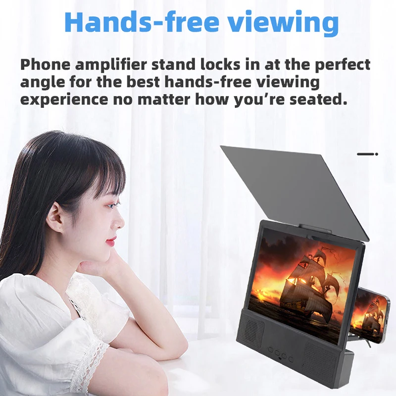 12inch 3d mobile phone screen magnifier with bluetooth speaker desk stand for iphone xiaomi cellphone enlarge hd movie amplifier free global shipping