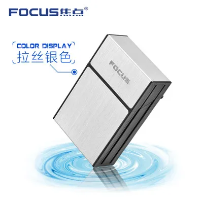 YH-035 silver case Фокус Абсолютно держатель Ciagrette коробка со съемными USB электронными зажигалками Беспламенное ветрозащитное табачное портсигар чехол зажигалки - Цвет: YH-035 silver case