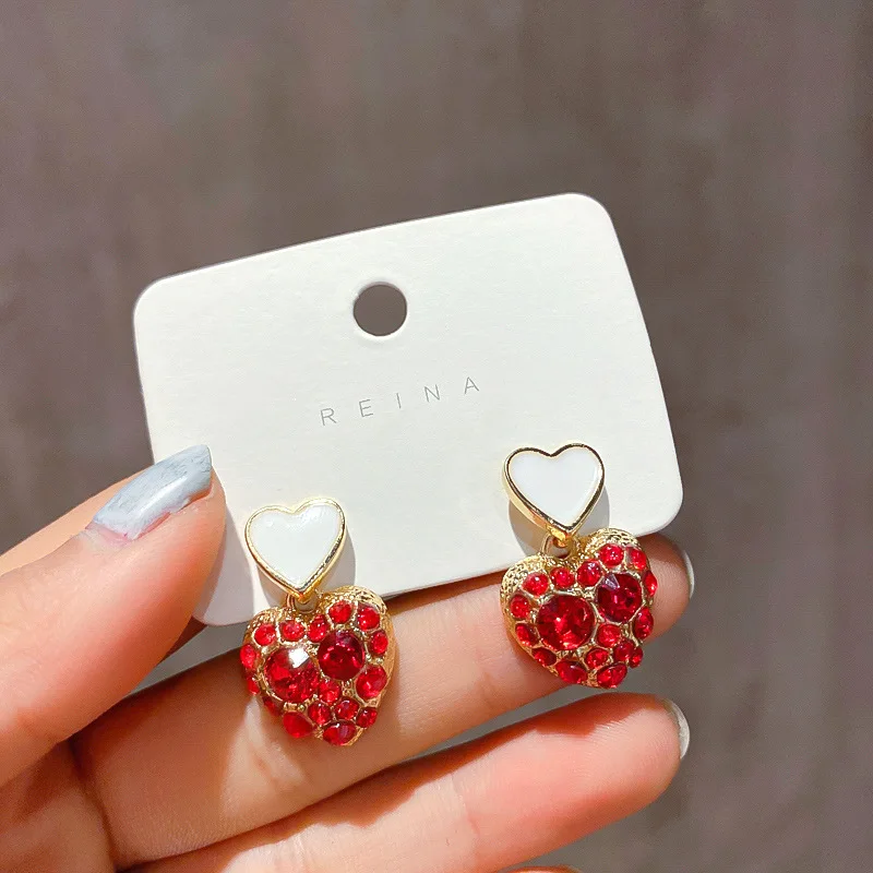 Crystal Heart Shaped Square Shiny Rhinestones Drop Earrings For Women Girls Party Gift Trendy Wedding Dangle Jewelry |