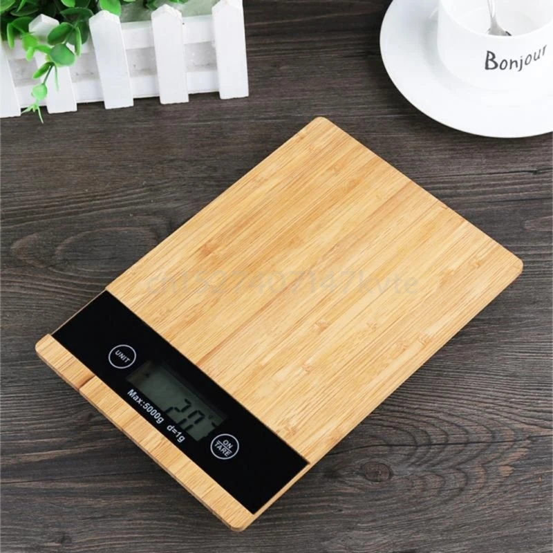 

Digital Multi-function Food Kitchen Scale Bamboo LED Display Electric Kitchen Weighing Food Scale