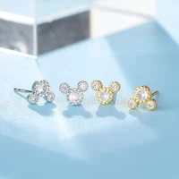 cute mouse earrings stud for women bear korean fashion elegant jewelry wholesale 2022 charm geometric cartoon mini accessories
