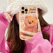 Cute Cartoon Laser Blu-ray Teddy bear Korean Phone Case For iPhone 12 11 Pro Max X Xs Max Xr 7 8 Puls Cases Soft Silicone Cover