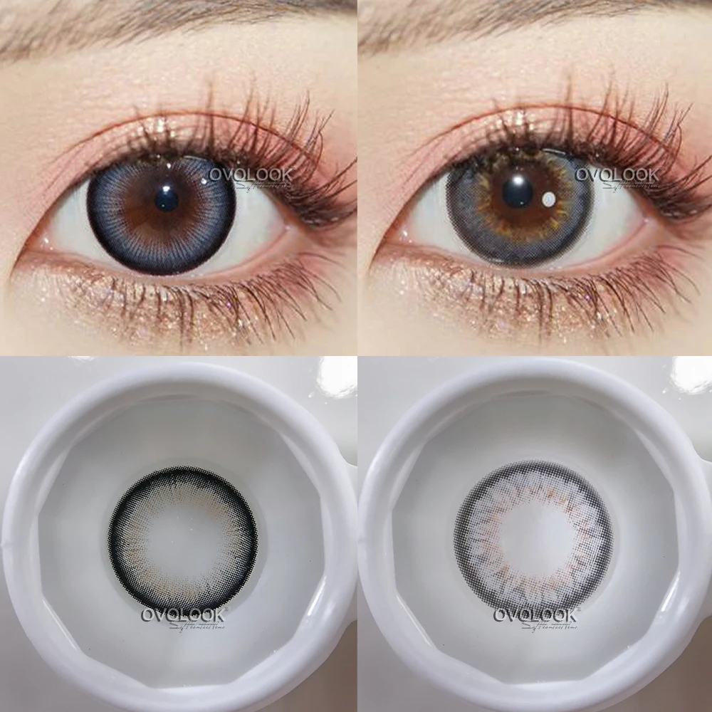 

OVOLOOK-2pcs/pair Beautiful Lenses for Eyes Colored Contact Lenses Gray Series Eye Color Lens Eye Contacts for Myopia(DIA:14.5mm