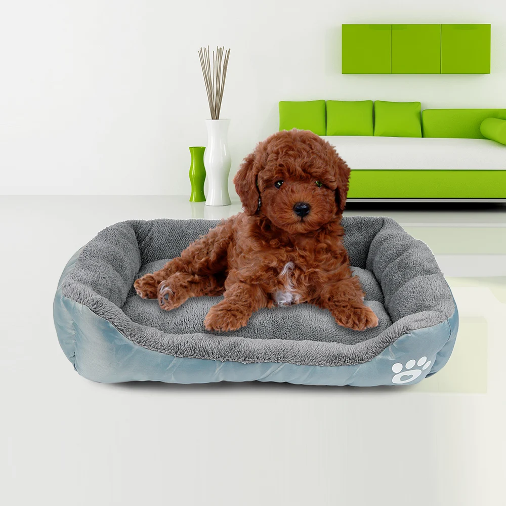 Pet Dog Bed Cushion House Mat Ultra-soft Paw Print Water-resistant Dog Cat Warm Bed Fits Most Pets Warm Dog Blanket Winter Beds