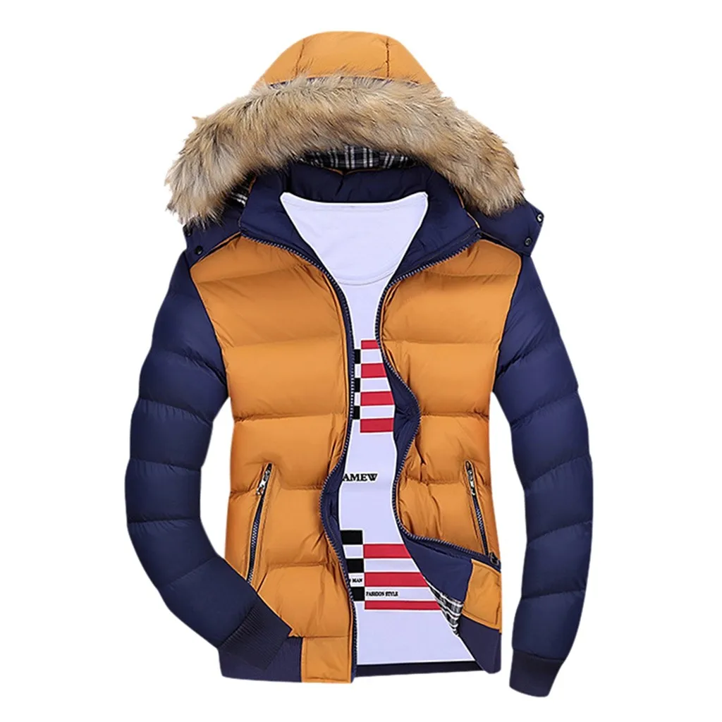 Мужской зимний теплый спортивный костюм на молнии Повседневная Лоскутная парка